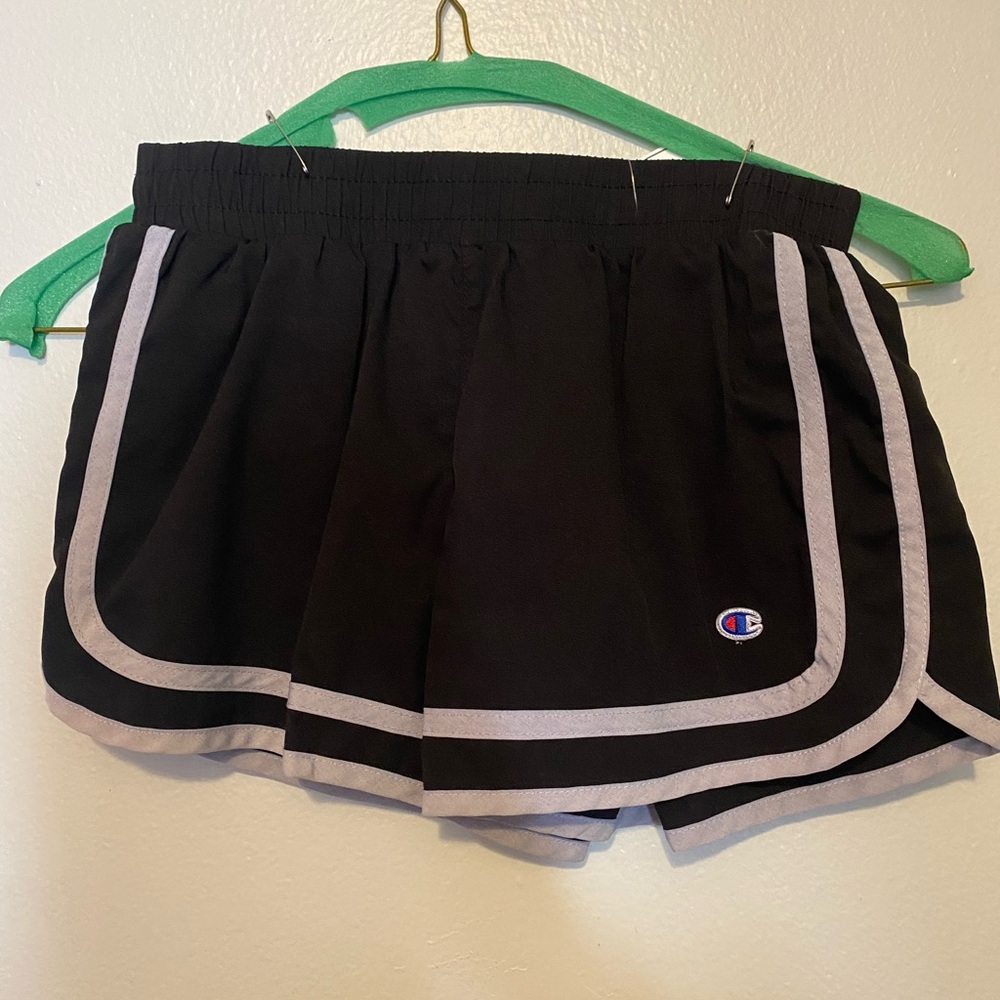 Champion Black and Gray Retro-Inspired Athletic Shorts